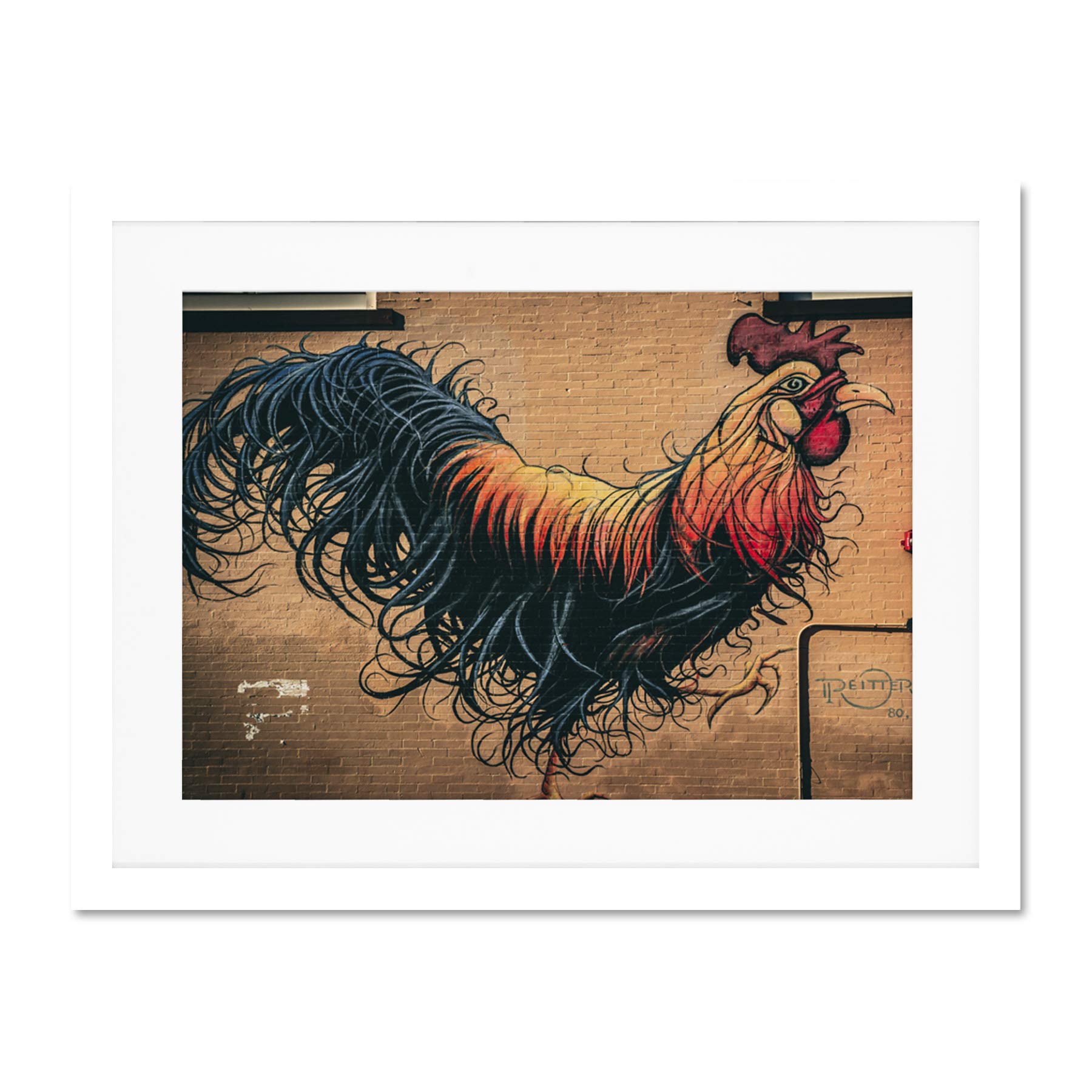 Moran Graffiti Chicken Rooster Wall Street Large Art Print Poster Wall Decor 18x24 inch Supplied Ready To Hang With Included Mount Brackets