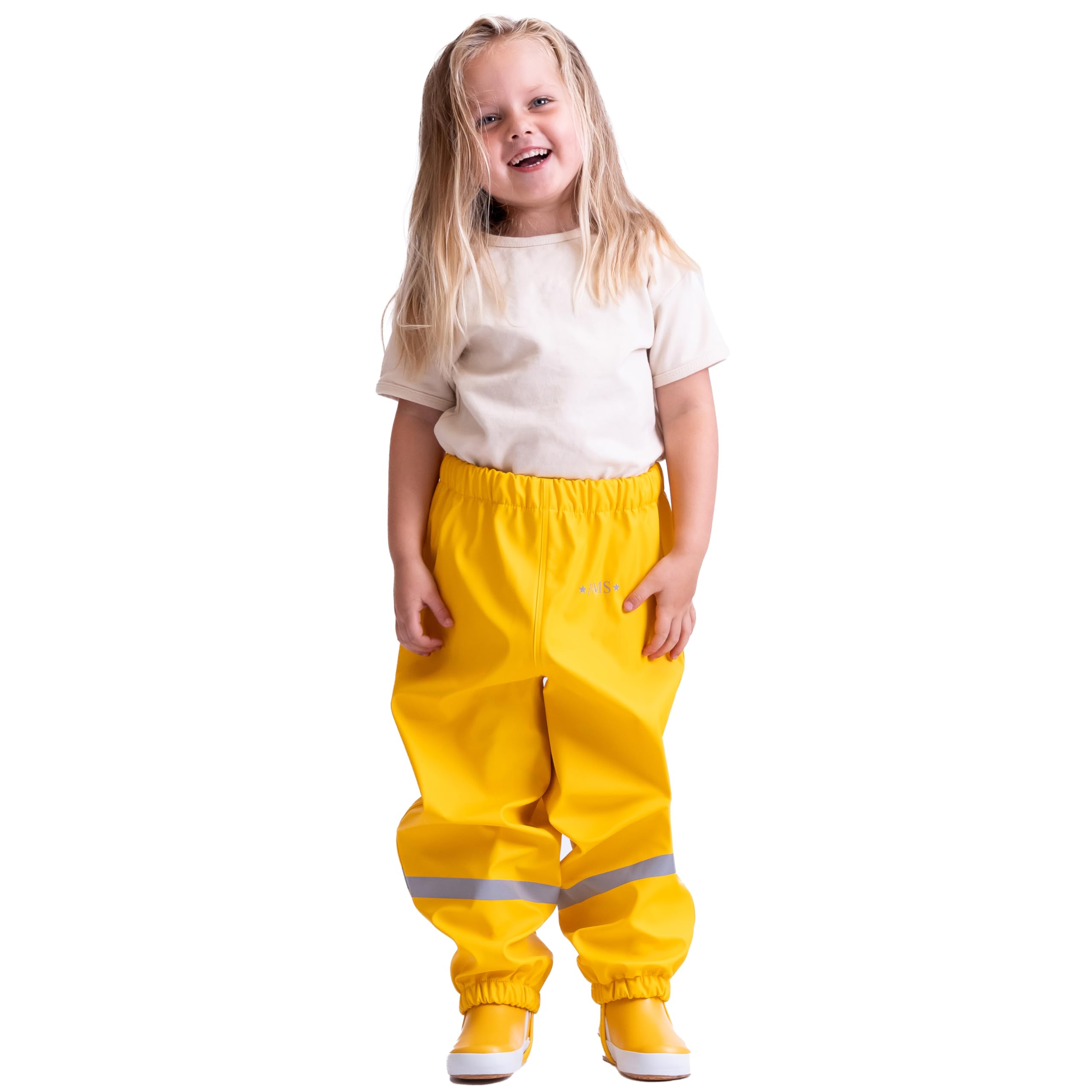 BMS® Regenhose für Kinder ohne Latz, 100% wasserdicht, Softskin, Oeko-Tex, strapazierfähig