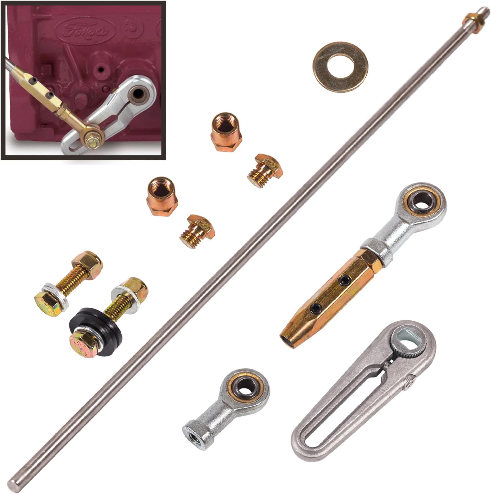 ACA-1800 21'' 700R4 Transmission Shift Linkage Kit for Chevy C1500 C10 Chevelle GM Turbo-Hydramatic TH-200,TH200-4R,TH-350,TH-400,4L60,4L60E,TH700-R4 &4L80E Transmission Column Shift Linkage CB5010.