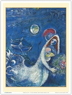 Shores of Love - Vintage Abstract Art by Marc Chagall c.1950 - Master Art Print (Unframed) 9in x 12in
