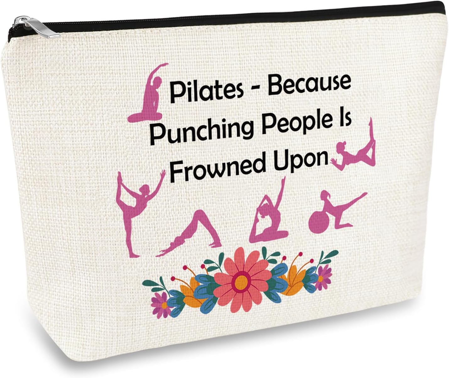 Pilates Gifts for Women Makeup Bag Pilates Instructor Teacher Gift Yoga Lover Gift Cosmetic Bag Birthday Mother's Day Thanksgiving Day Graduation Gifts for Sister Friends Coach Aunt Mom Makeup Pouch