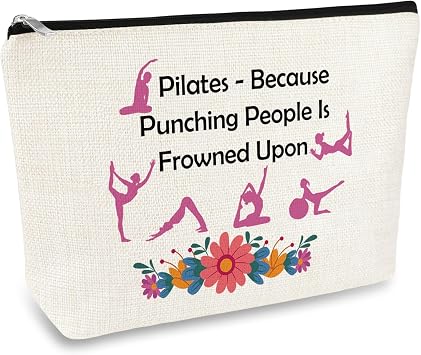 Pilates Gifts for Women Makeup Bag Pilates Instructor Teacher Gift Yoga Lover Gift Cosmetic Bag Birthday Mothers Day Thanksgiving Day Graduation Gifts for Sister Friends Coach Aunt Mom Makeup Pouch