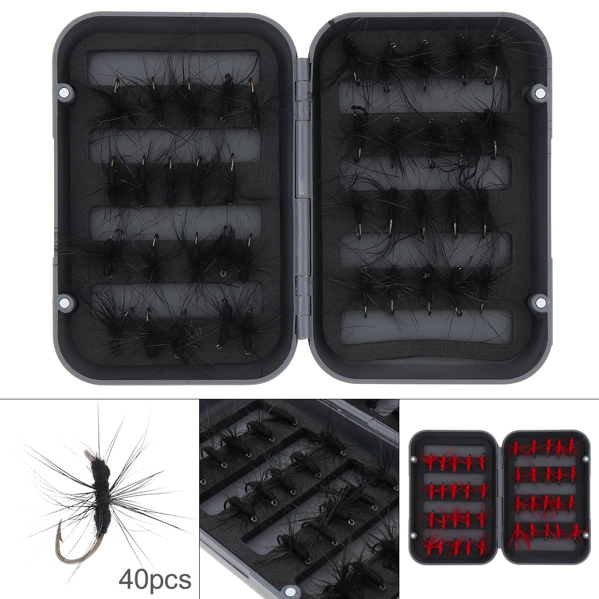 40 señuelos de pesca con mosca, señuelos de pesca con mosca, señuelos artificiales con gancho, señuelos de pesca con mosca hechos a mano, señuelos de simulación de lubina para trucha, lubina,