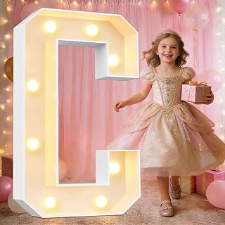 Pooqla Marquee Letters, 3FT Light Up Letters, Giant Marquee Letters 3 Feet Tall for Birthday Decoration, Large LED Letter Sign for Homecoming Baby Shower Wedding Party Decoration Letter C