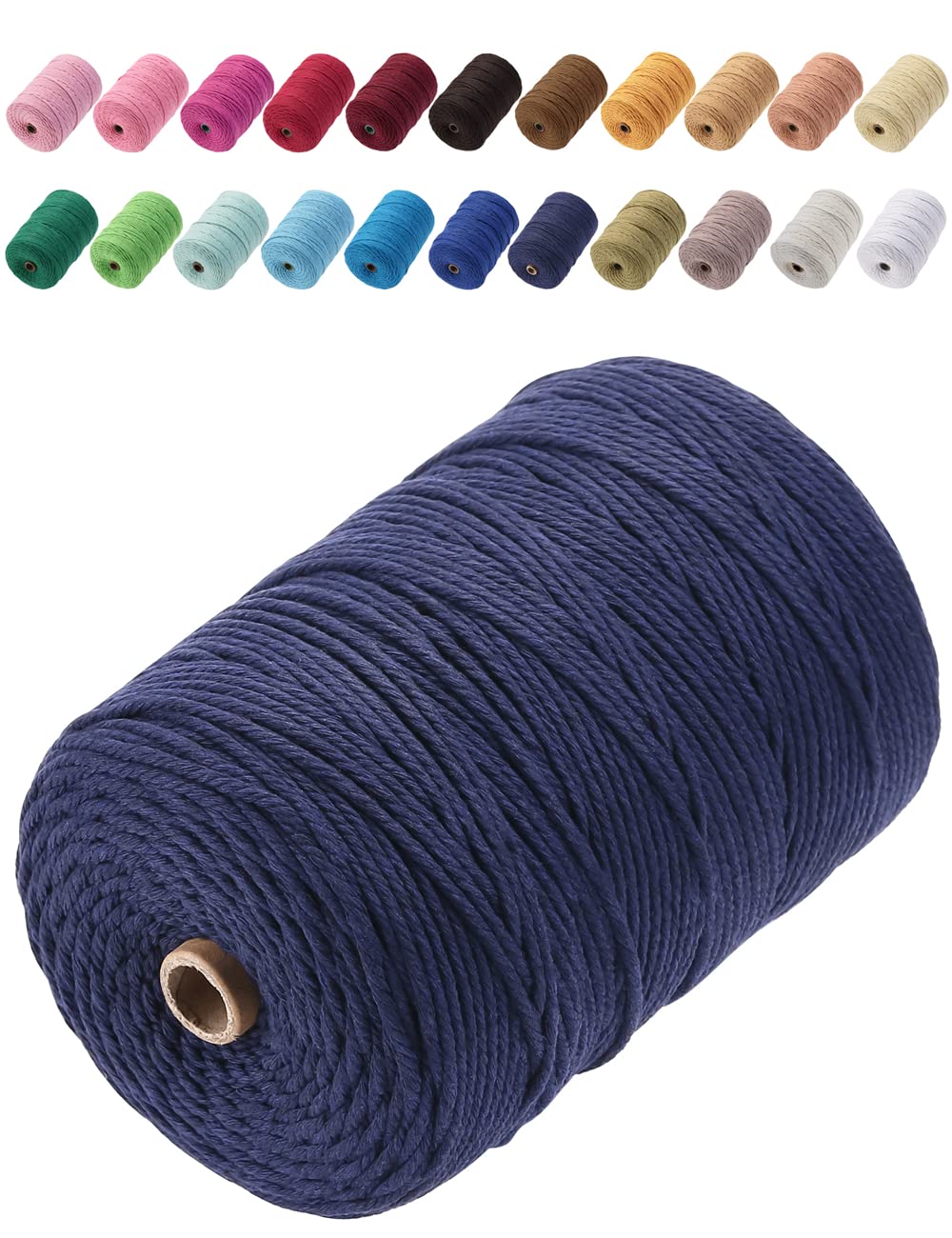GOHOF Macrame Cord 3mm x 200m Premium Cotton Macrame Rope, 4 Strand Twisted Soft Cotton Cord