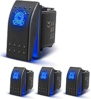Vista 1 de Anina Juego de 4 interruptores basculantes de 4 pines SPST 20A/12V 10A/24V con calcomanía de brillo nocturno, luz LED azul, impermeable, interruptor