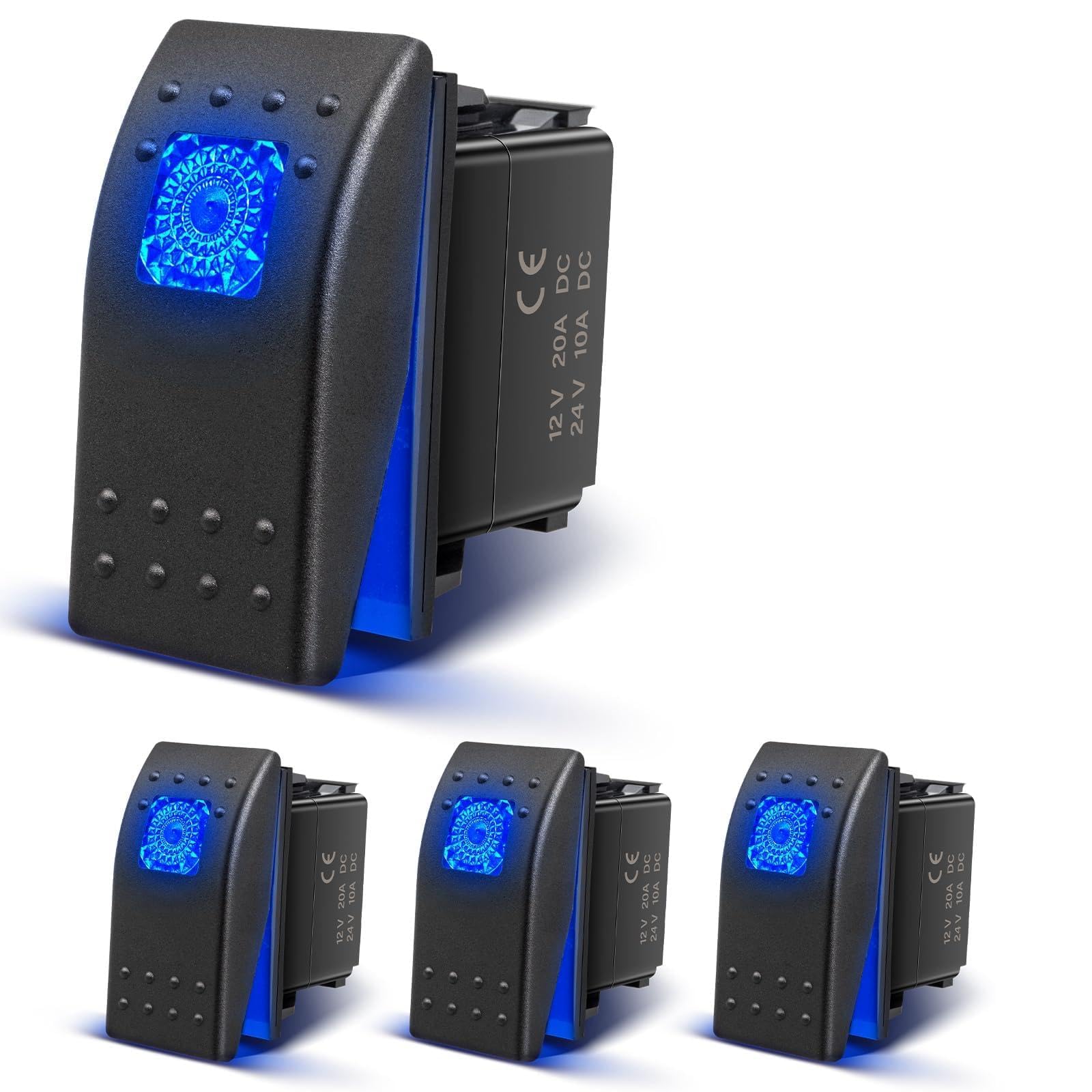 Snapklik.com : Anina 4PCS Rocker Switches 4Pin SPST 20A/12V 10A/24V ON ...