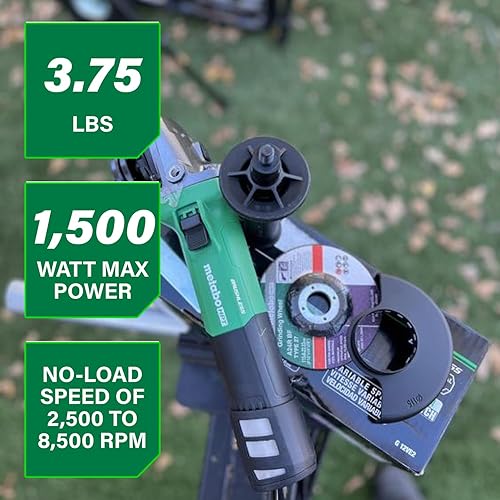 Miniatura 2 de Metabo HPT Amoladora angular de 5 pulgadas, motor sin escobillas de CA de 12 amperios, velocidad variable, 6 modos de velocidad, par alto, protector