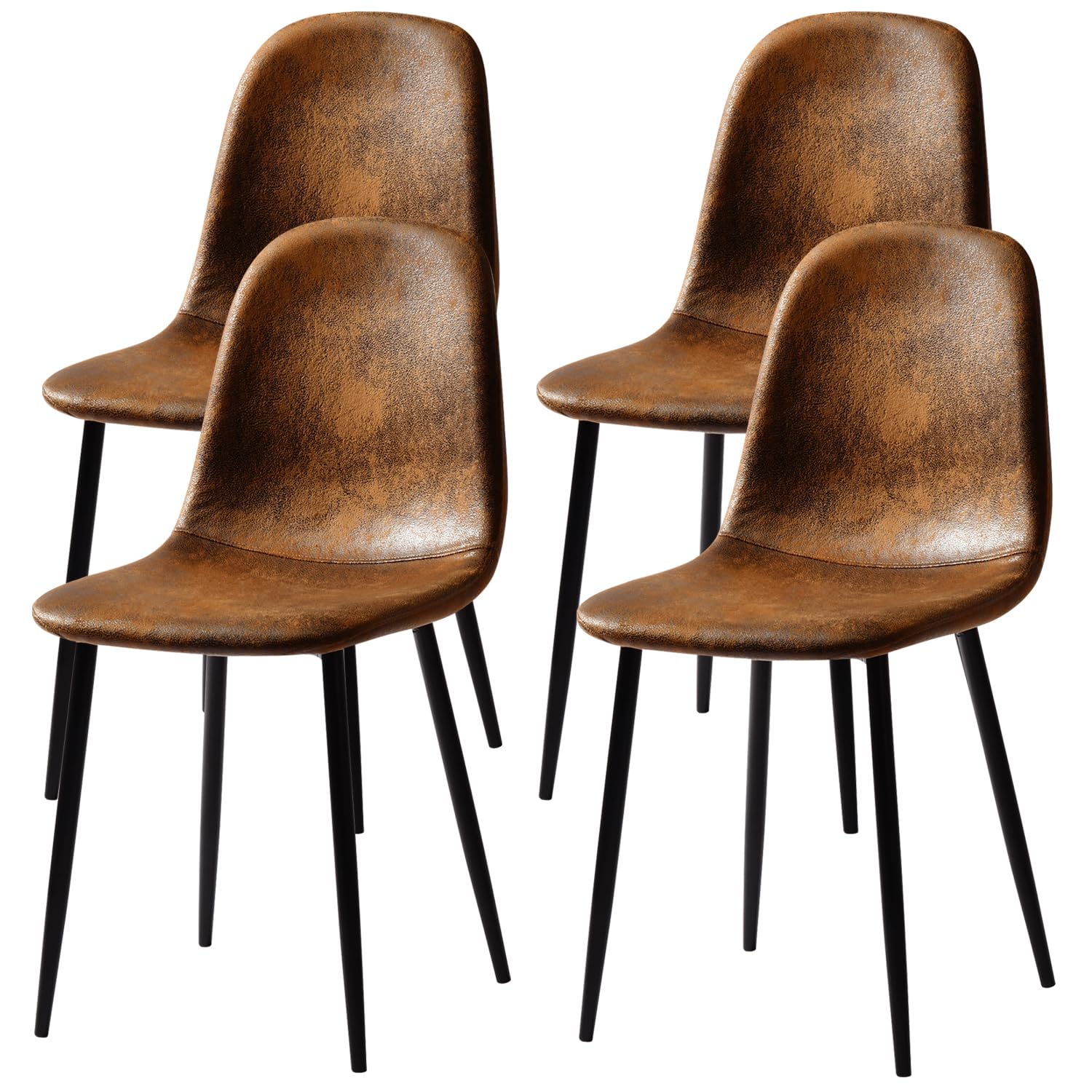 FurnitureR Mid-Century Modern Suede Dining Chairs Set of 4 with Metal Legs, Upholstered Fabric Accent Side Chair for Dining Room, Kitchen Living Room,