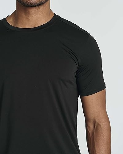 Miniatura 4 de Real Essentials - Paquete de 5 Real Essentials - Camisetas de manga corta para hombre con cuello redondo y de secado rápido, atlética, para correr,