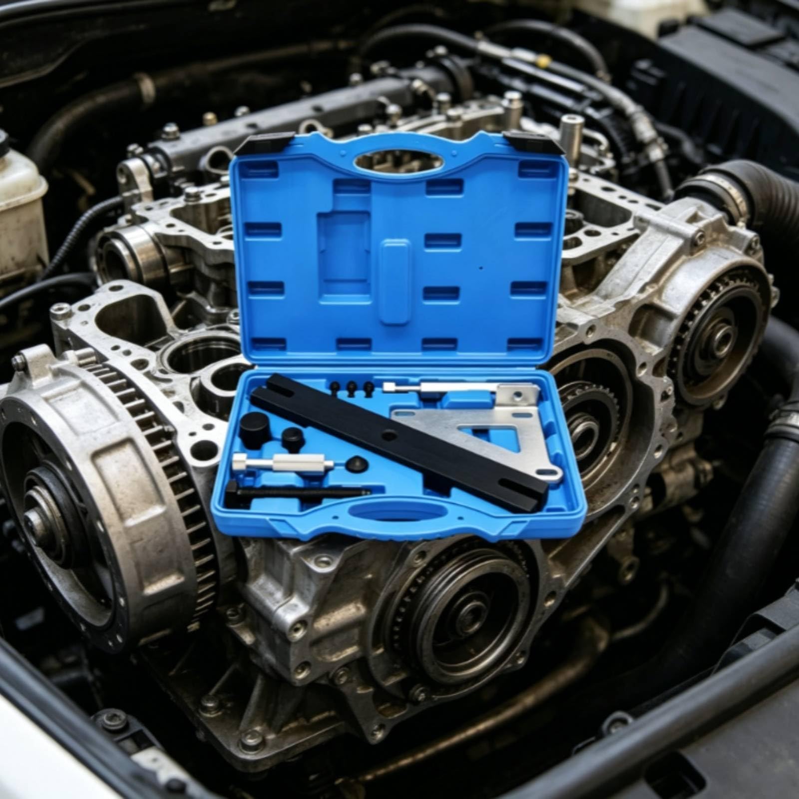 Qianly Kit de Transmisiones Herramienta Twinclutch Juego Automotriz Set Profesional con Barra Varilla Adaptadores y Estuche Moldeado de Acero Cromo Adecuado
