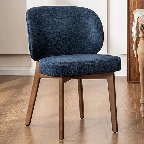 YOUNUOKE Silla de comedor tapizada, moderna silla de comedor de tela de chenilla con patas de madera, respaldo ancho y cómodas sillas laterales para