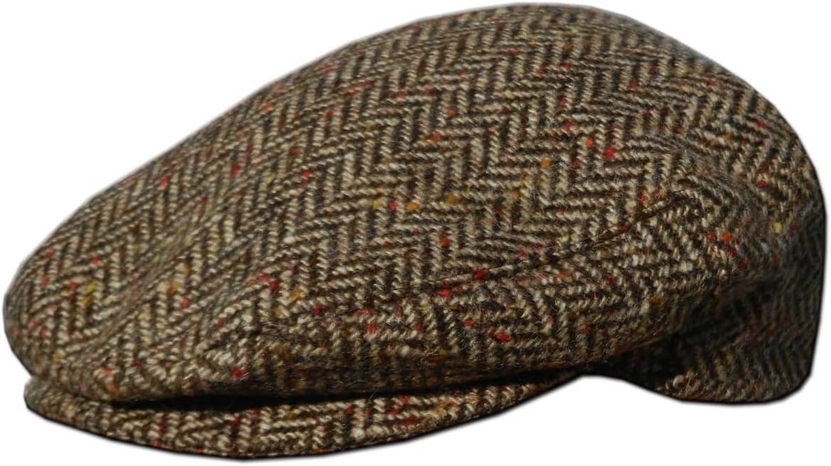 Mens' Hats of Ireland Tweed Flat Cap - Brown - Small