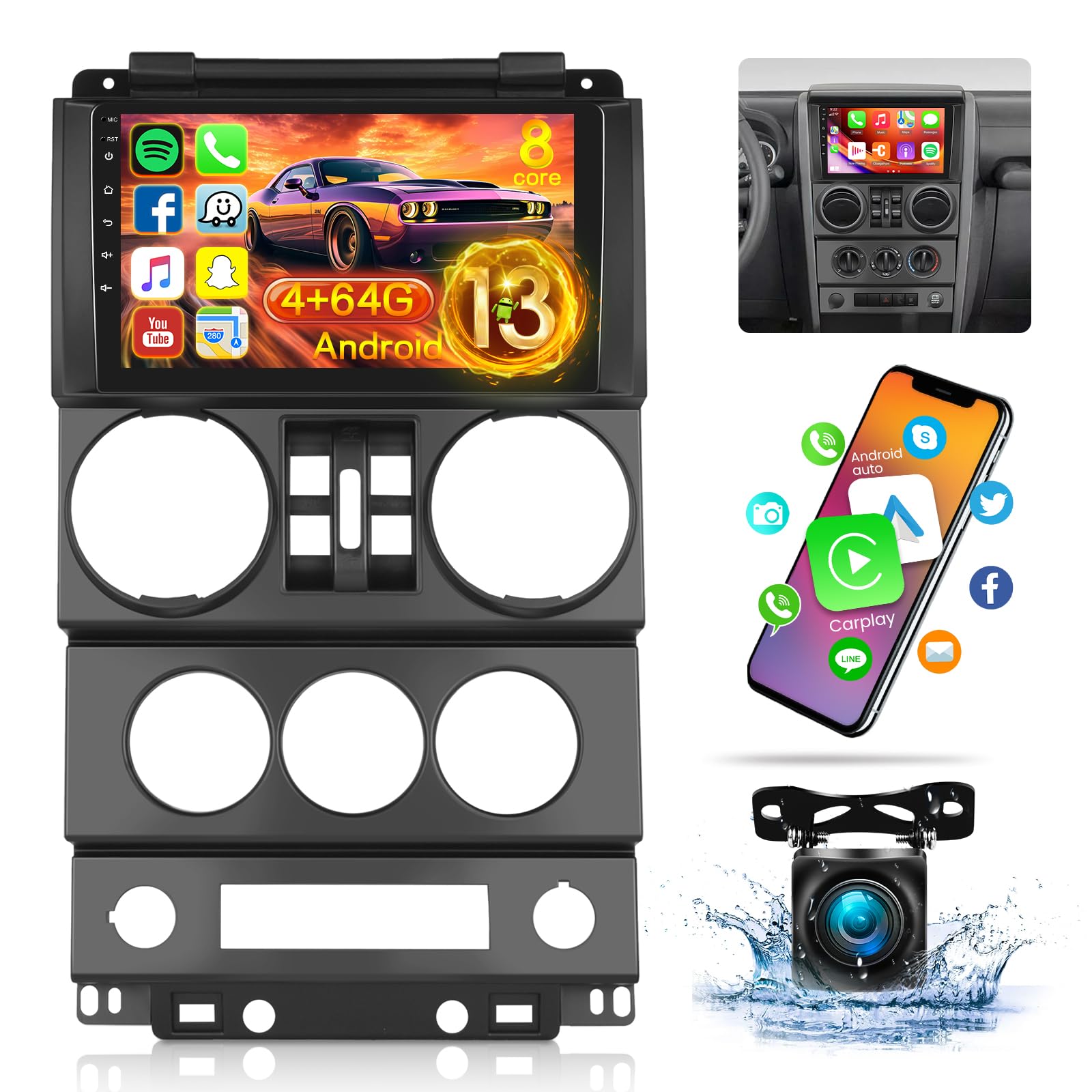 Photo 1 of [4G+64G] EKAT 8 Core Car Radio for Jeep Wrangler 2007-2010