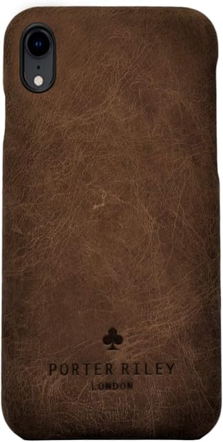 PORTER RILEY - Leather Case for iPhone XR. Premium Genuine Leather Slimline Back Case (Chocolate Brown)