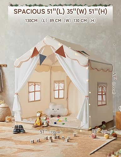 Miniatura 5 de Besrey Tienda de campaña para niños, casa de juegos grande con 2 puertas y 4 ventanas, tienda de campaña divertida para interiores y exteriores,