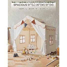 Besrey Kids Play Tent 2 in 1 with Padded Mat and Lights, Large Kids Playhouse with 2 Doors & 4 Windows, Indoor & Outdoor, Christmas Toddler Tent, 51 x35 x 51