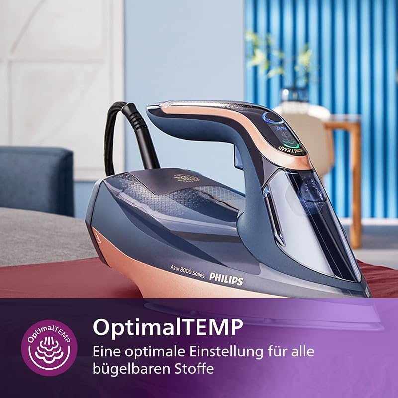Philips Azur 8000 gőzölős vasaló 85g/min folyamatos gőz 3000W sötétkék