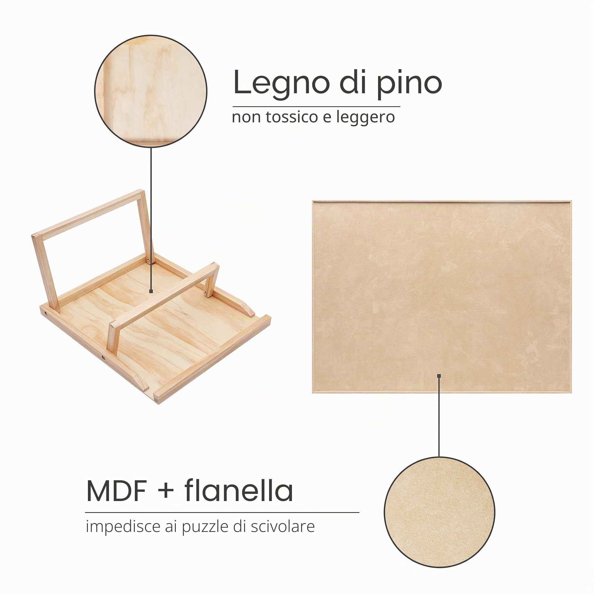 Becko - Set di tavola puzzle e staffe, in legno, con tavola di puzzle fino a 1000 pezzi (1000 pezzi)