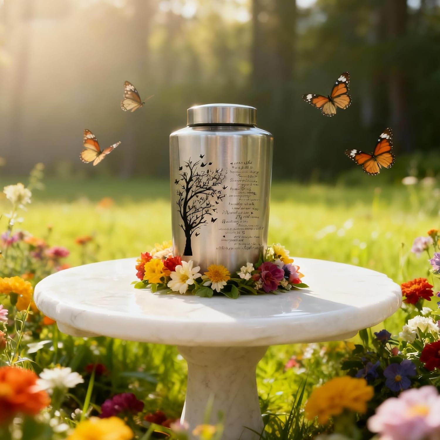 220 lbs Large Urns for Adult Male Female Ashes, Decorative Funeral Cremation Keepsake Memorial Urn for Human Women Man Mom Dad Ashes(Tree of Life)