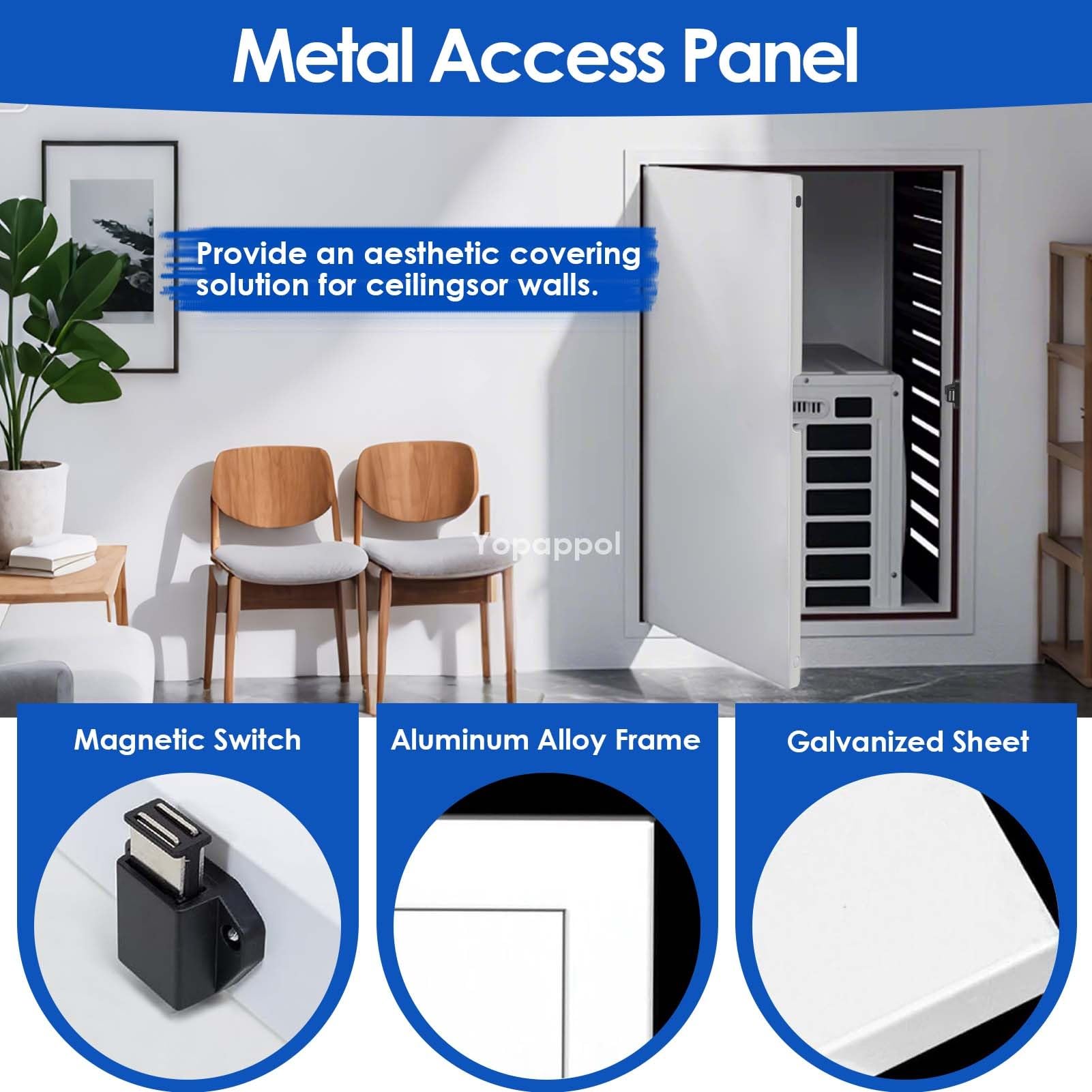 Panel dostępu do instalacji hydraulicznych sufitów z płyt kartonowo-gipsowych Magnetyczne drzwiczki dostępowe ściany Metalowa klapa inspekcyjna, skrzynka licznikowa(16x16in/41x41cm)