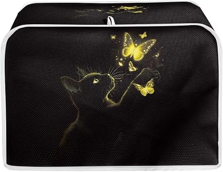 Black Cat Butterfly Toaster Covers 4 Slice Kitchen Appliance Dust Cover Universal Size Microwave Oven Bread Maker Dust Cover Home Decor