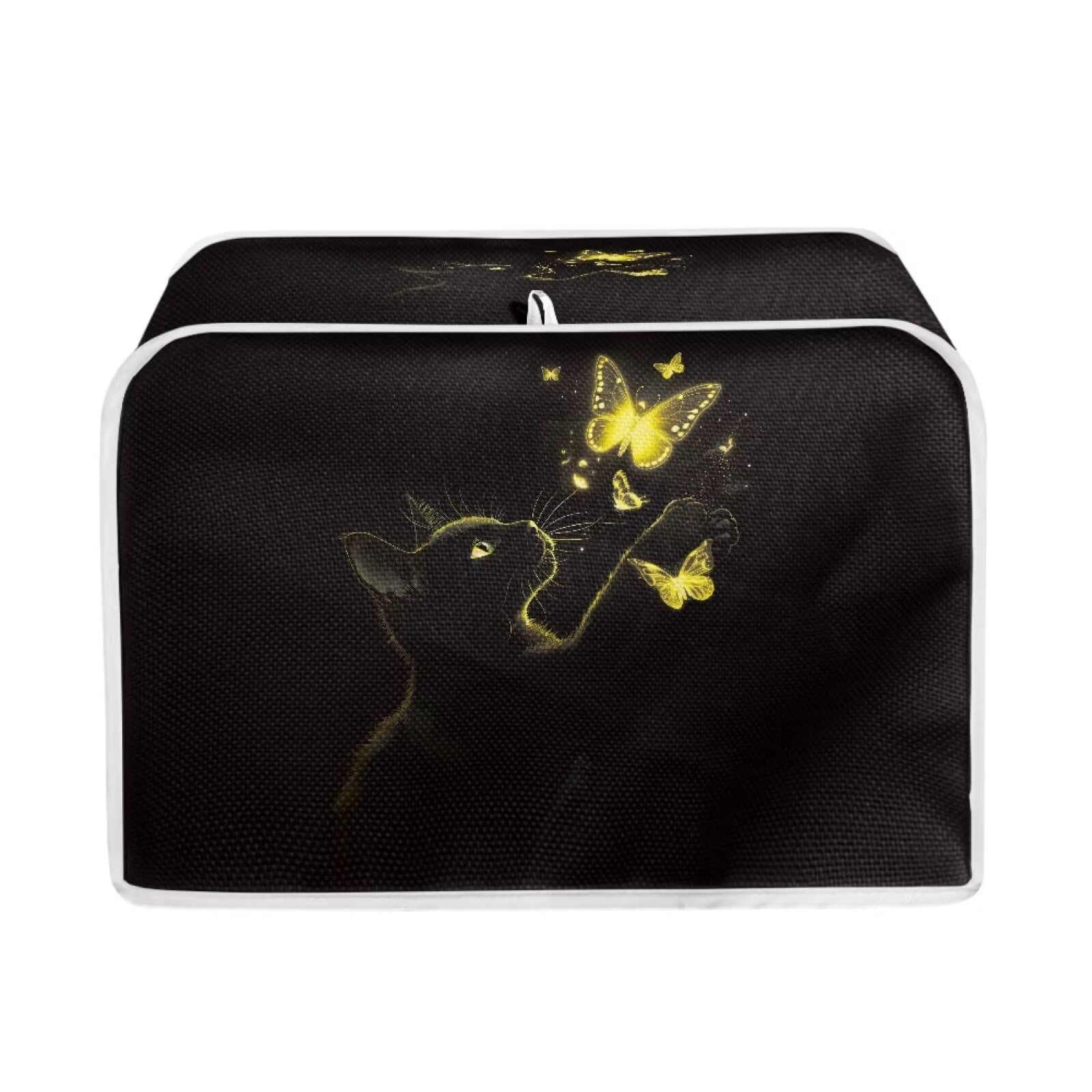 Black Cat Butterfly Toaster Covers 4 Slice Kitchen Appliance Dust Cover Universal Size Microwave Oven Bread Maker Dust Cover Home Decor