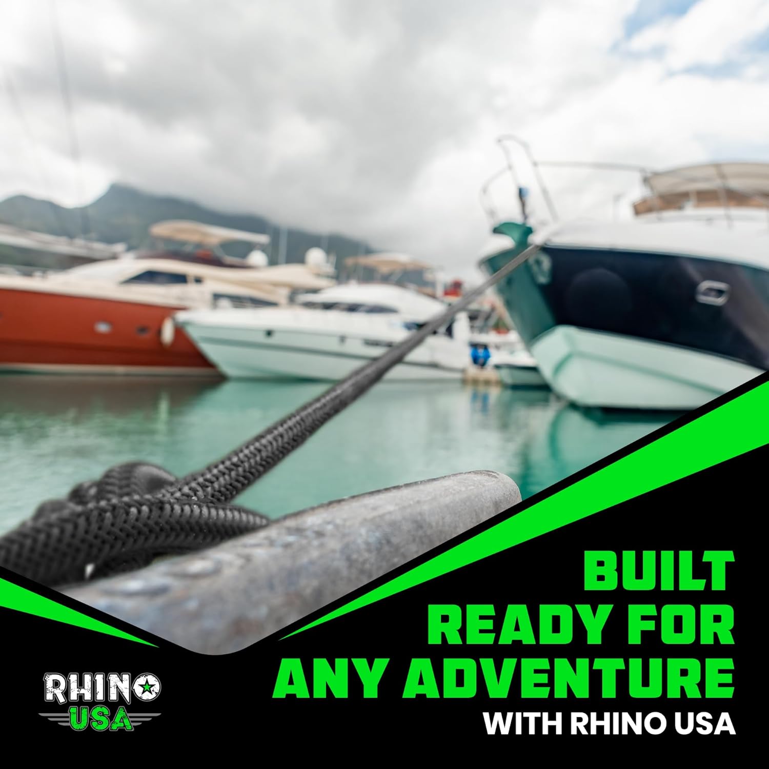 Rhino USA 1/2" x 16' Dock Lines - Heavy Duty Marine Grade Rope for Boats, Kayaks, Pontoons, Fishing and More! Ultimate Boating Accessory - Black