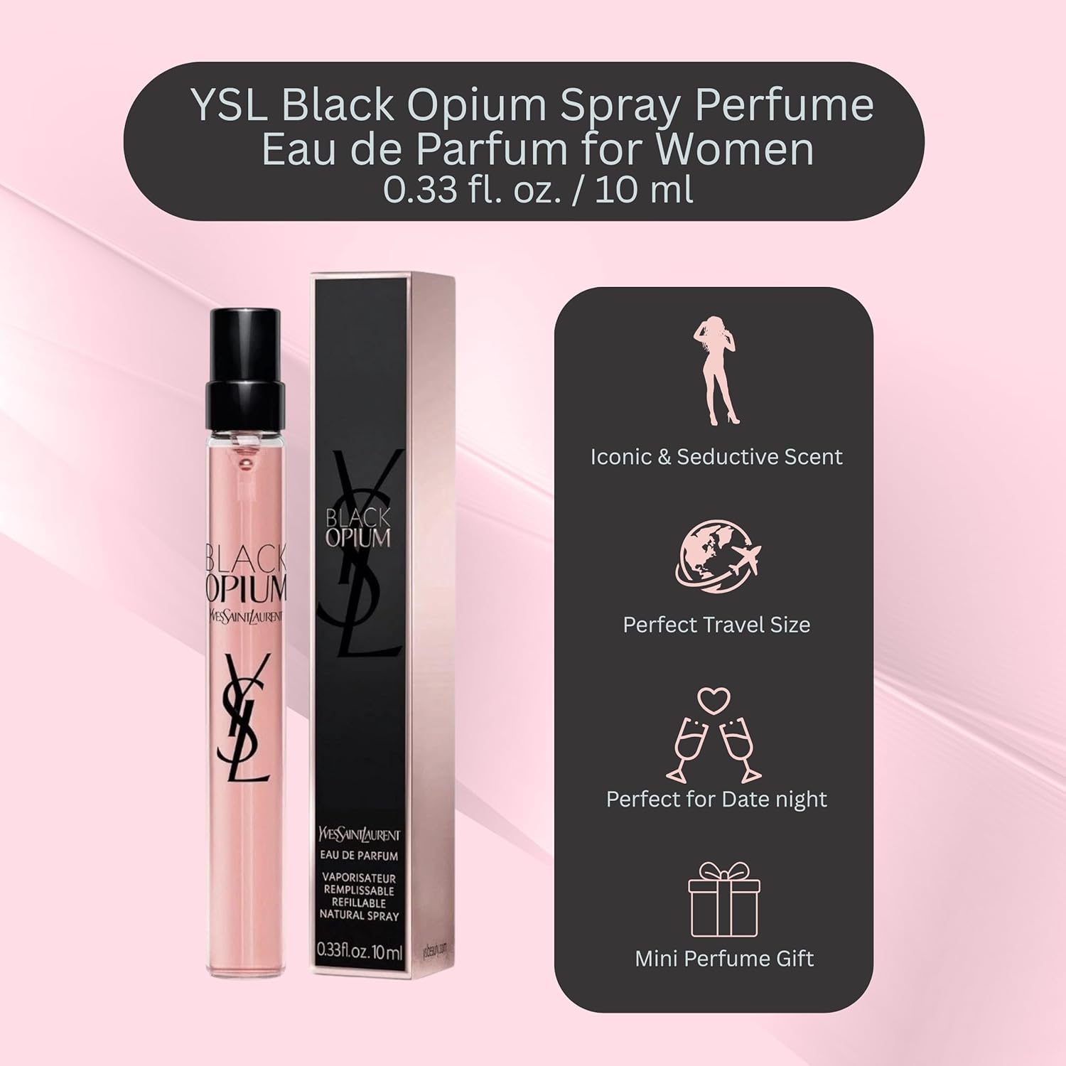 Yves Saint Laurent Black Opium Eau De Parfum Spray for Women .33 oz. - Image 2