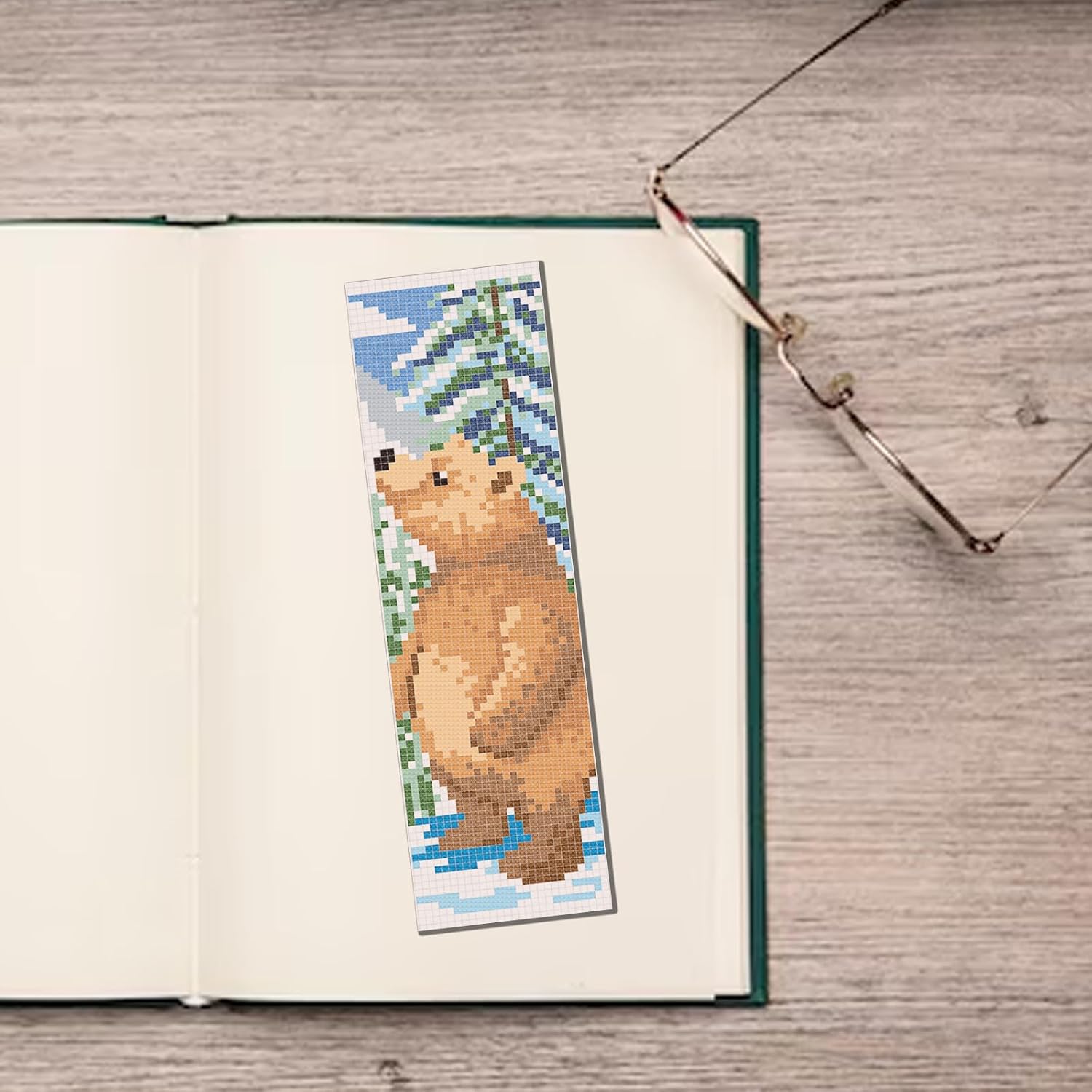 FREEBLOSS 6 Set Cross Stitch Bookmark Kit Winter Animals Pattern Stamped Cross Stitch Kit 11CT Embroidery Kits with Instructions for Beginners Adult 20x6cm/8x2.4inch