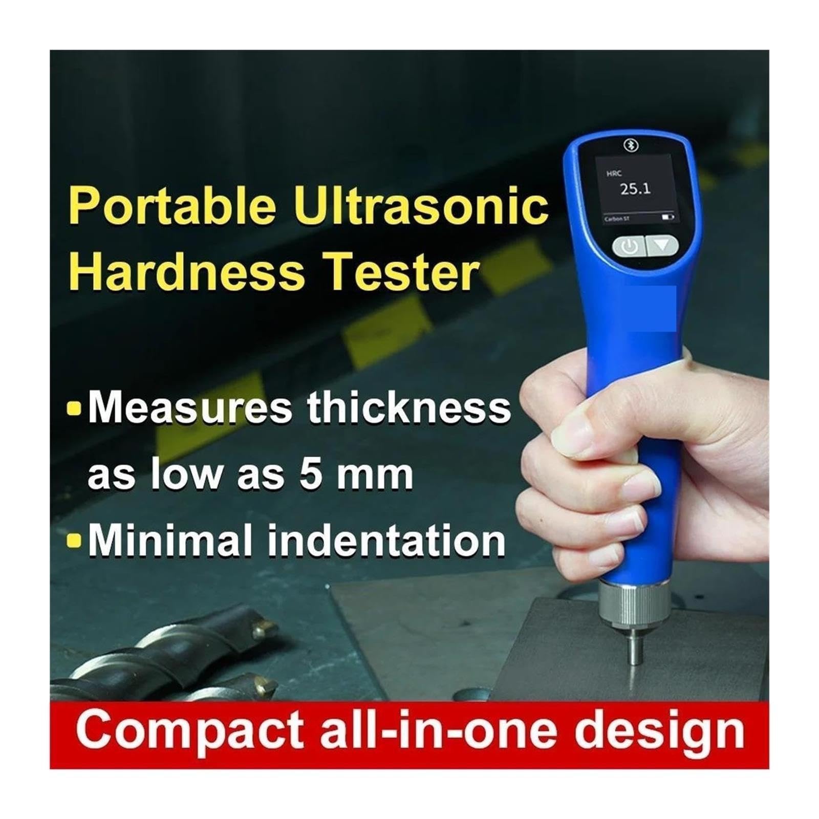 Tester di durezza Leeb ad ultrasuoni portatile con blocco di calibrazione 170-960 HLD 9 unità di durezza per acciaio ferro bronzo rame LS256 Per uso fai da te