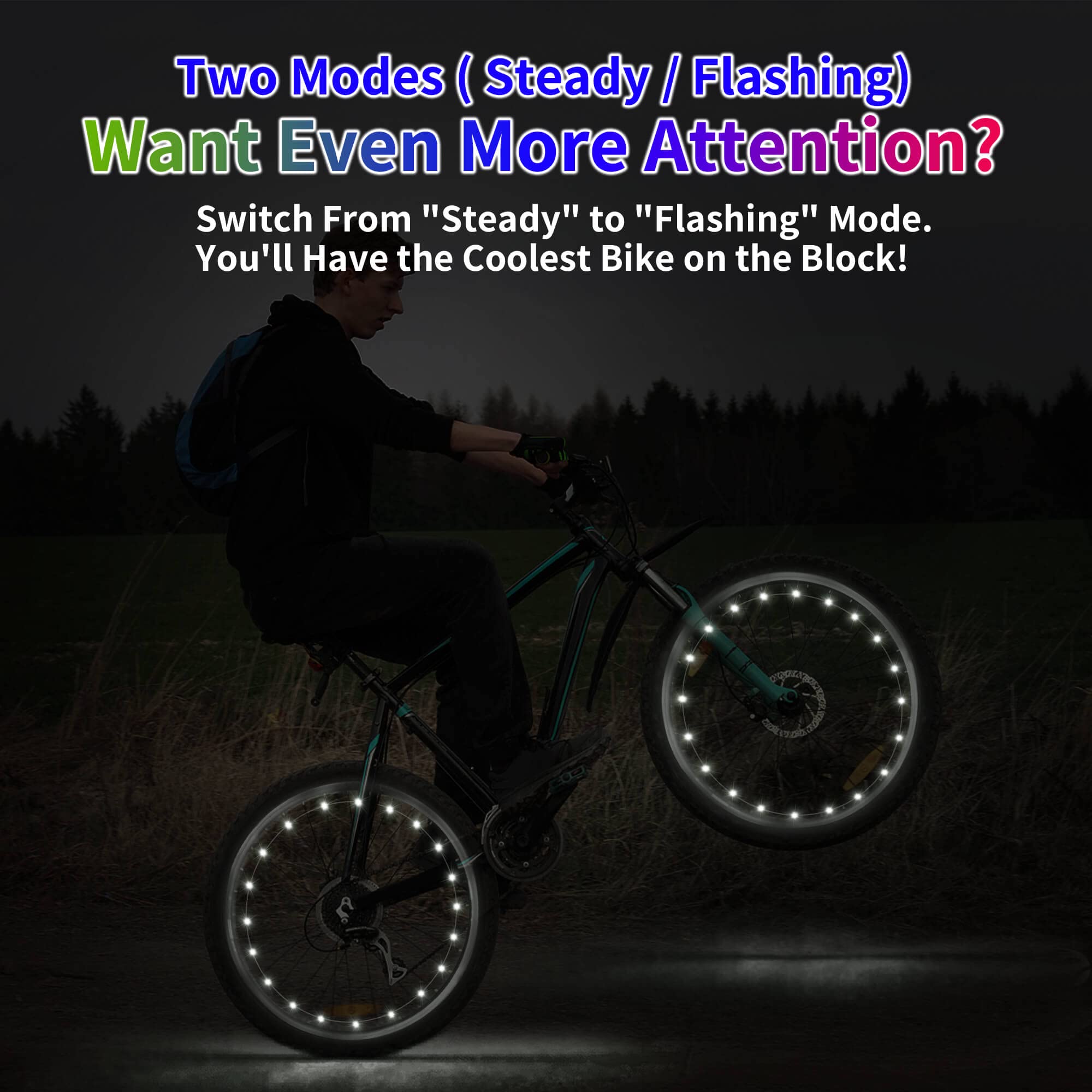DAWAY A01 - Luces LED blancas para neumáticos de bicicleta, luz brillante para radios de bicicleta (2 piezas), accesorios de seguridad para ruedas de bicicleta o silla de ruedas, regalos divertidos