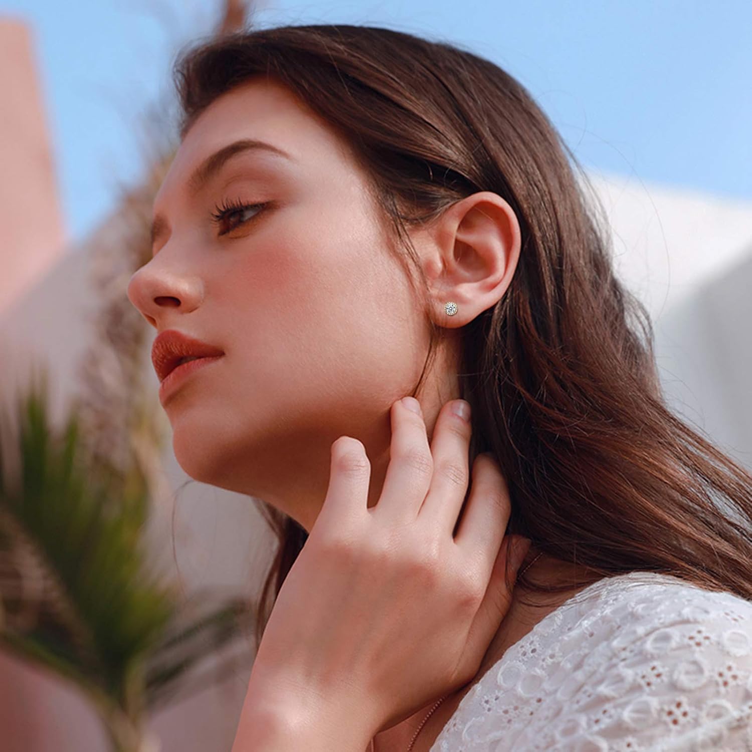 Moissanite Stud Earrings for Women Men : 0.6-4CT 18K White Gold Plated Solid S925 Sterling Silver Earring Hypoallergenic Dainty Flat Diamond Earrings Wedding Jewelry for Women Men D Color VVS1 Clarity - Image 3