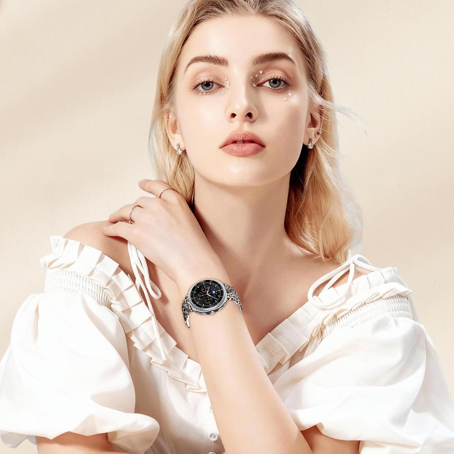 Silicone Watch Band for Samsung Galaxy Watch 8 (40mm 44mm)/Watch 9 (40mm 44mm), Printed Pattern, Soft Sport Breathable, Men Women Strap for Samsung Galaxy Watch 8 Classic 46mm - Leopard