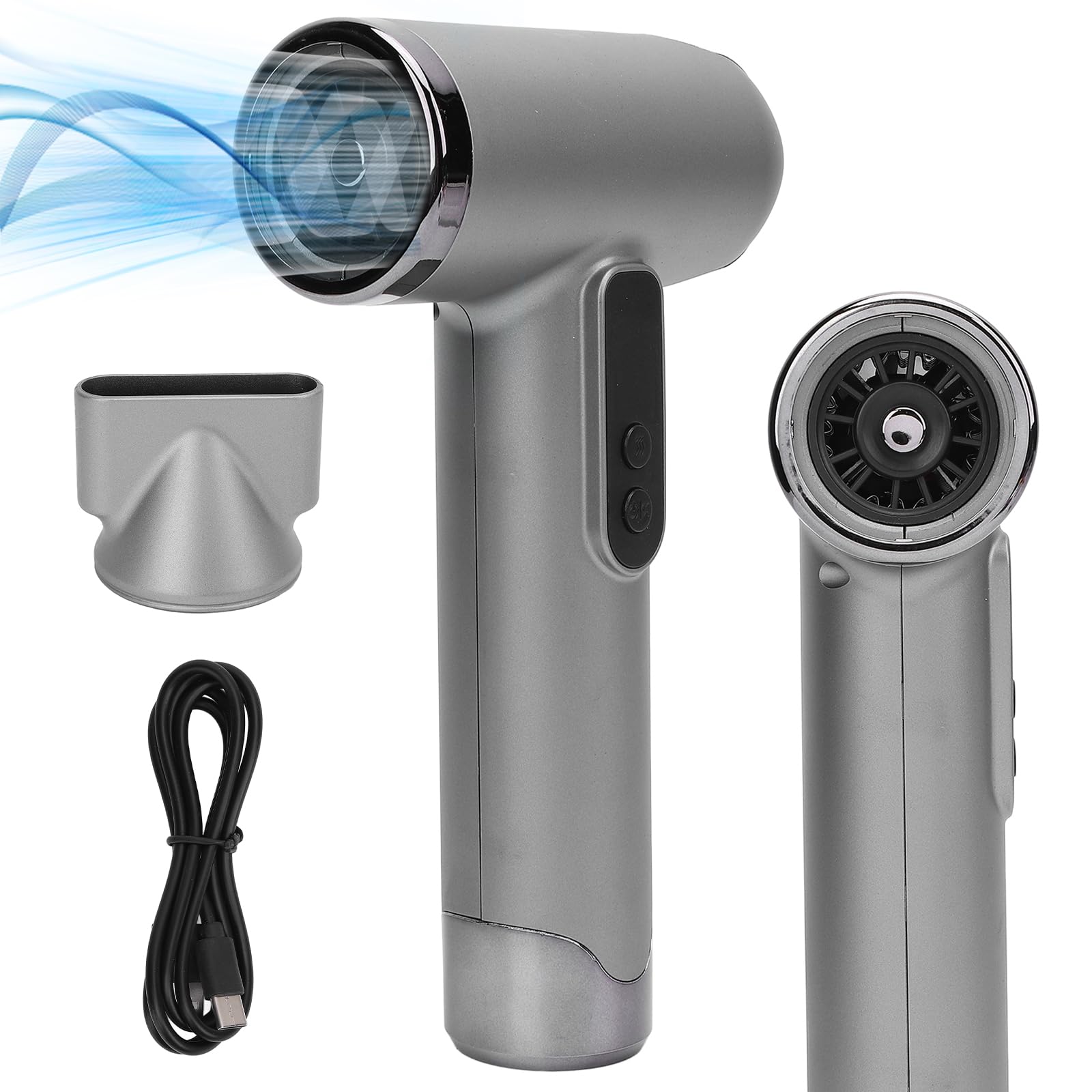 Secador de pelo inalámbrico para mujeres y hombres, secador de pelo de viaje recargable por USB, silencioso, portátil, con boquilla, 100.000 rpm, 200 W, equipo de peinado para dormitorio, viajes