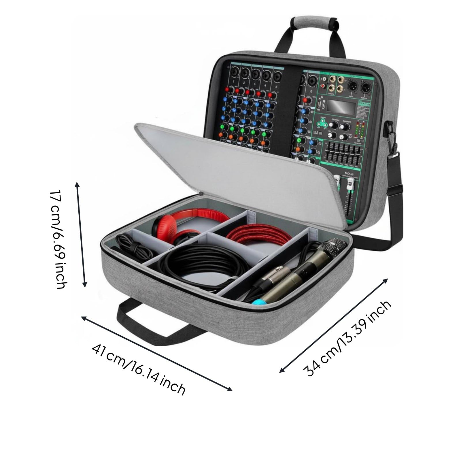Organizador de Equipo de Grabación Múltiples Bolsillos Bolsa Organizadora Equipo Sonido Compartimentos Ajustables Funda Protectora para Músicos