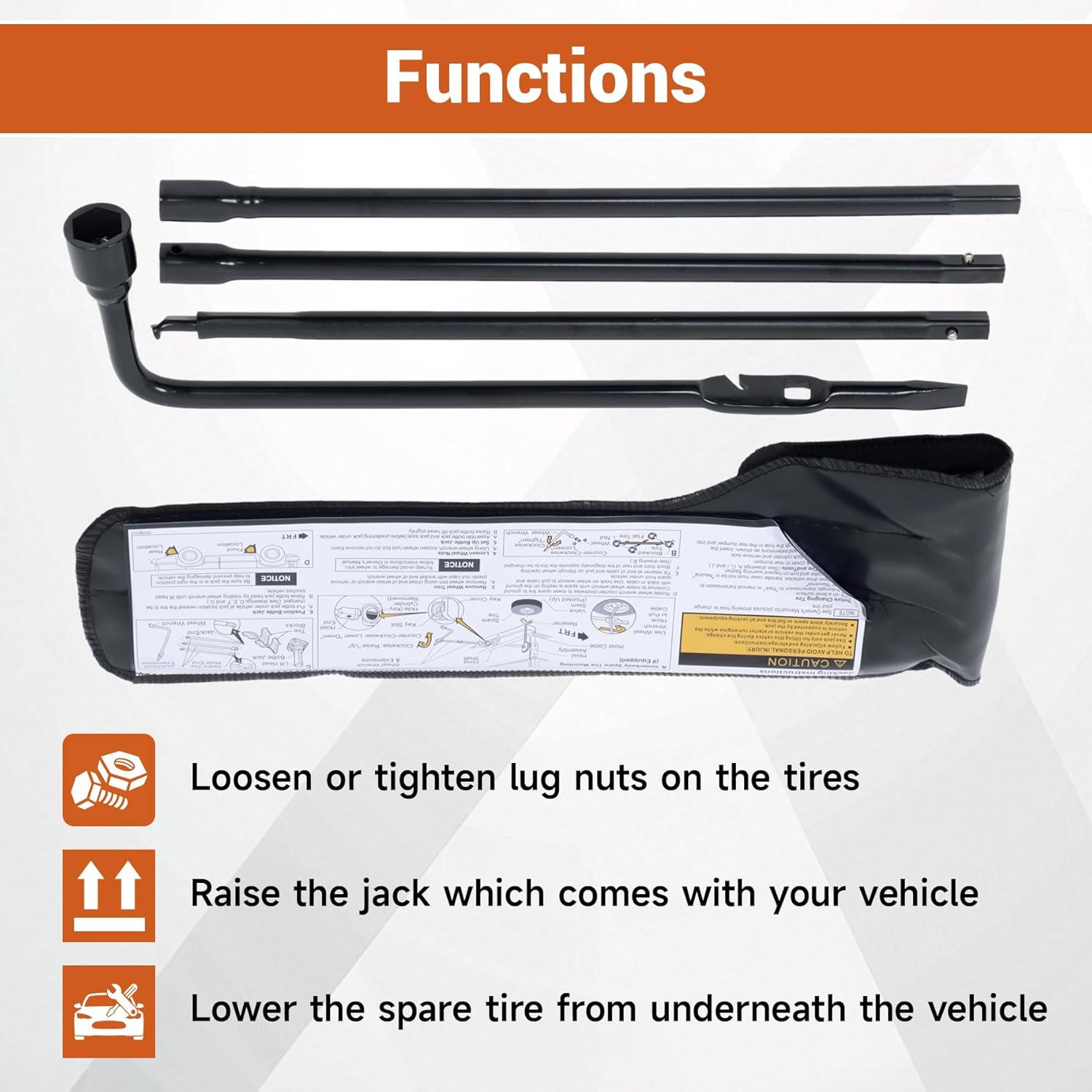 GXYWADY Jack Spare Lug Wrench Tire Tool Kit Replacement for Silverado 1500 Sierra 2000 2001 2002 2003 2004 2005 2006 2007 2008 2009 2010 2011 2012 2013 2014