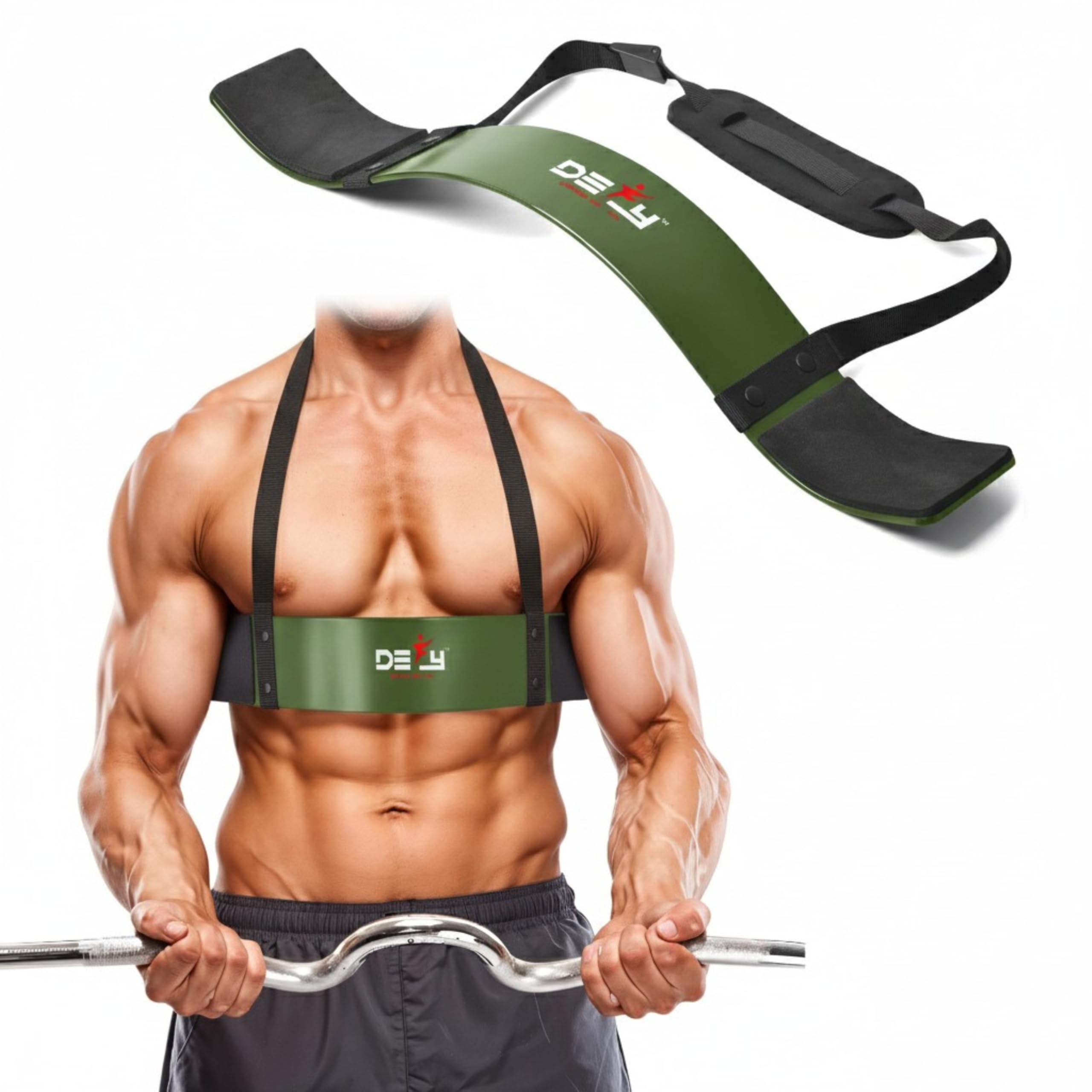 DEFY Arm Blaster for Biceps and Triceps Adjustable Curl Support with Durable 7mm Aluminum Plate and Neck Pad for Strength Training Bodybuilding