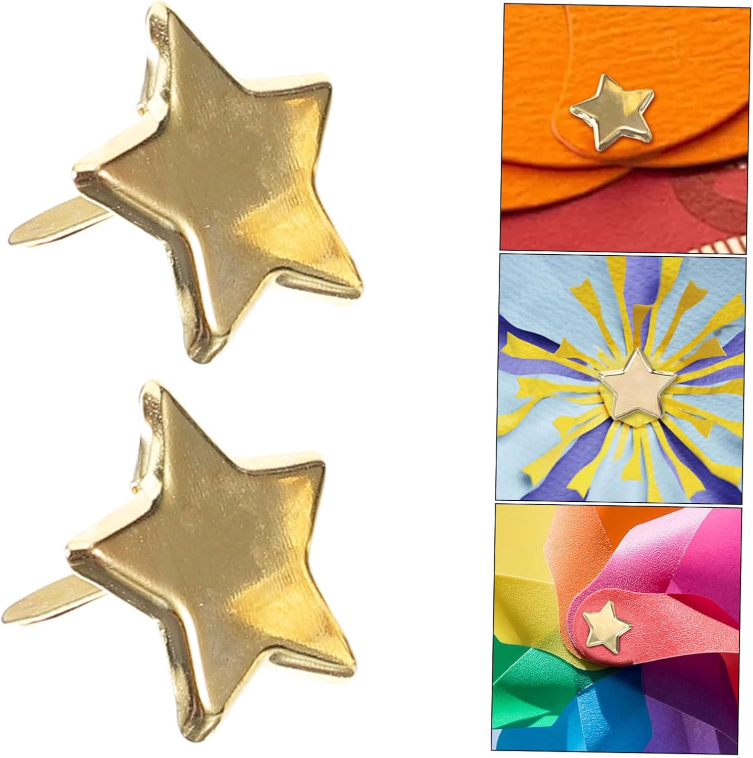 Anneome 50pcs Colorful Mini Scrapbook Brads Star Paper Fasteners for Crafts Two-Legged Metal Brads for Scrapbooking and Greeting Cards for Family Projects and Creative Activities