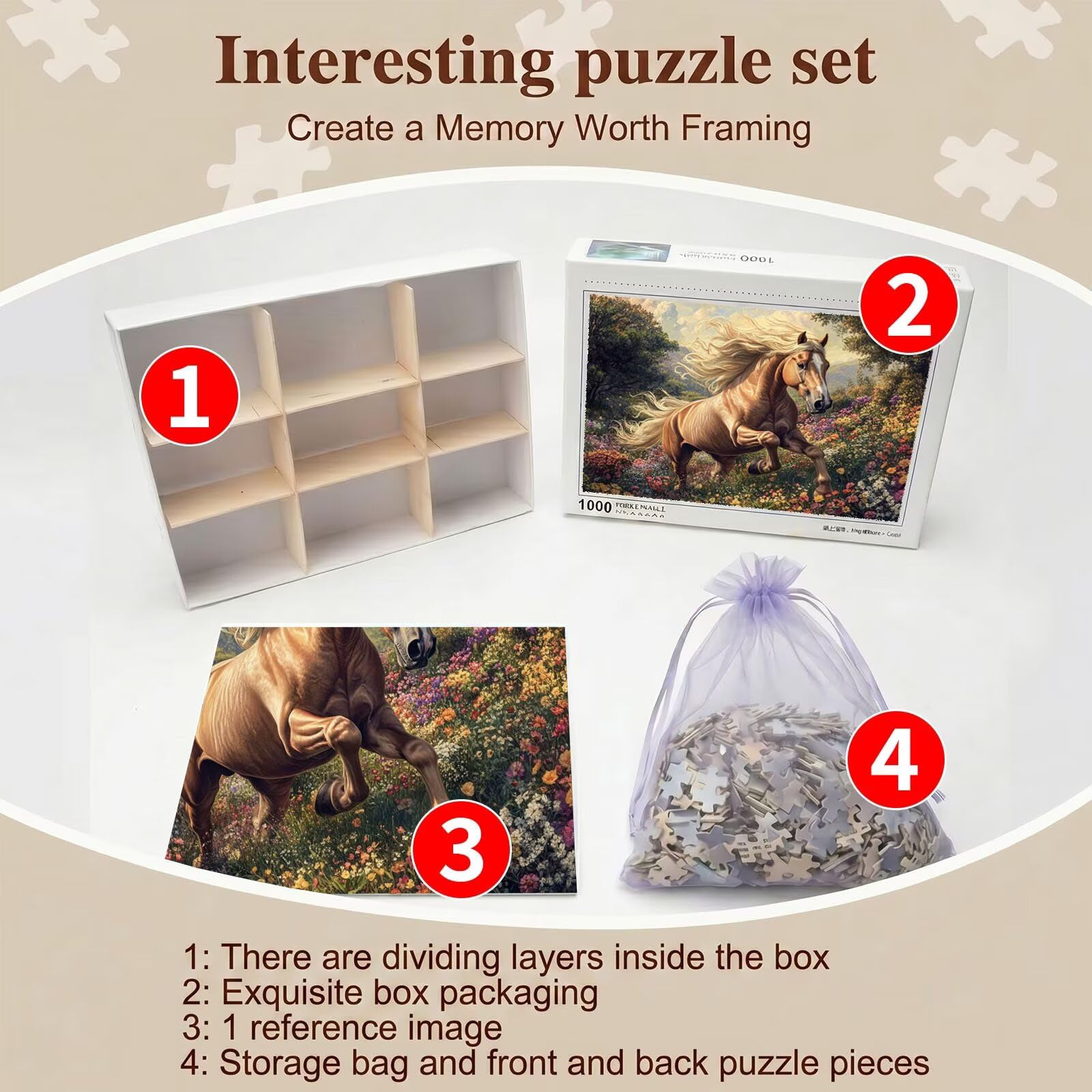 Puzzle 5000 Pezzi Classici, Puzzle cavallo rurale-2 156 x 105 cm, Gioco Educativo e Antistress in Legno con Poster Incluso, Ttività DIY per Famiglia, Regalo per Appassionati, Decor Parete Casa, f0-663