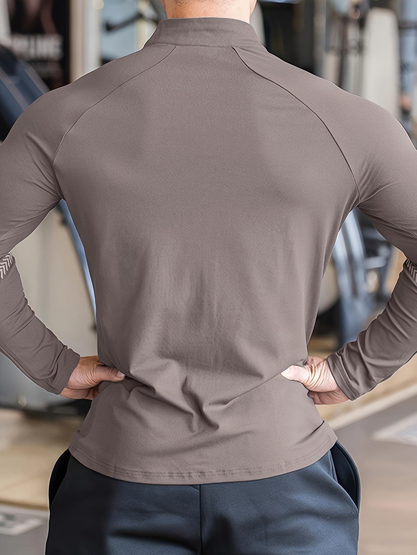 Sudadera con cremallera completa para hombre, manga larga, ligera, elástica, con estampado reflectante en los brazos, para entrenamiento — view 7