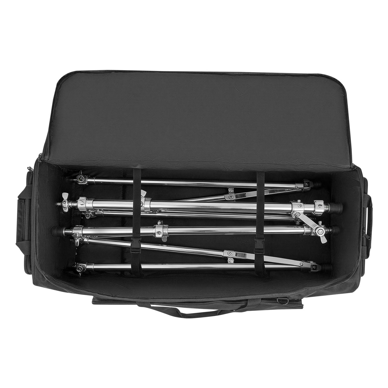 VEVOR Borsa Organizzatore Cavi DJ con Ruote in 1680D, per il Trasporto di Attrezzature per Batteria, Custodia con Maniglia Robusta, Cerniera Resistente, Ruote in PVC Liscio, Tasche Multiple, Nero