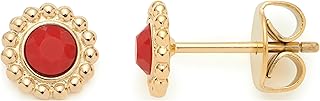 Leonardo Jewels Pendientes Florena, 1 par de pendientes redondos de acero inoxidable, diseño de flores doradas con cristales rojos, 023547, Eine Grösse, Acero inoxidable, No es una piedra preciosa