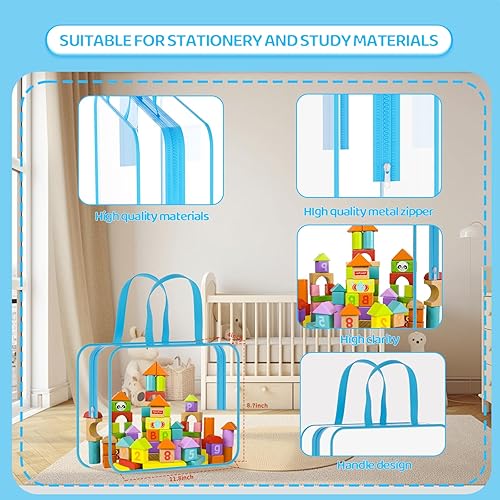 Miniatura 3 de Paquete de 6 bolsas grandes de almacenamiento de juguetes de PVC, impermeables, bolsas de juguetes reutilizables de PVC transparente, almacenamiento