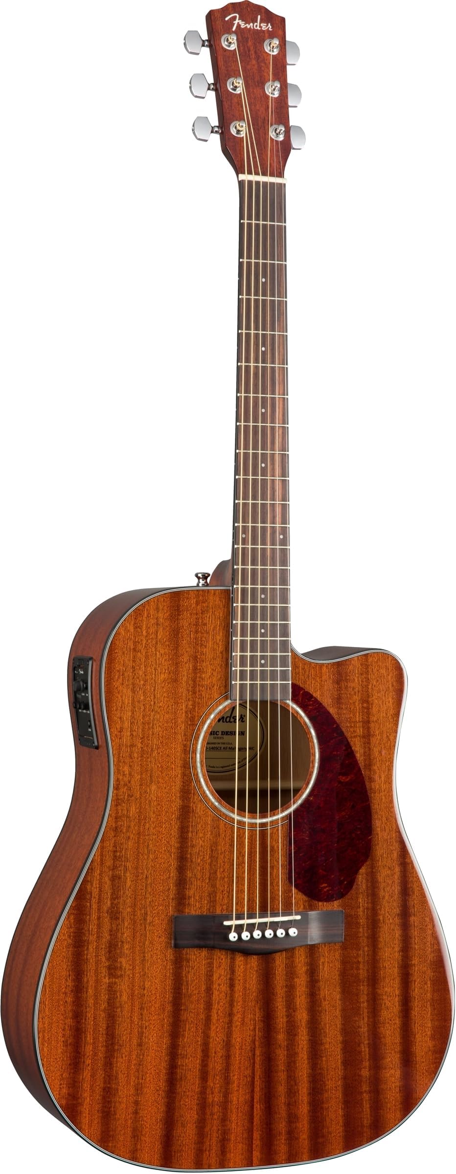 Fender CD-140SCE All-Mahogany Dreadnought Cutaway Acoustic Electric Guitar, with 2-Year Warranty, Fishman Pickup and Preamp System, Natural, with Case