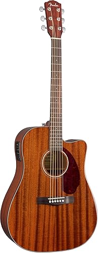 Fender CD-140SCE Guitarra Acústica Eléctrica Dreadnought Cutaway de Caoba Completa, con Garantía de 2 Años, Sistema de Pastilla y Preamplificador