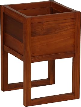 Bare Decor Jakar Plant Stand Riser in Solid Teak Wood 12x12x17.5