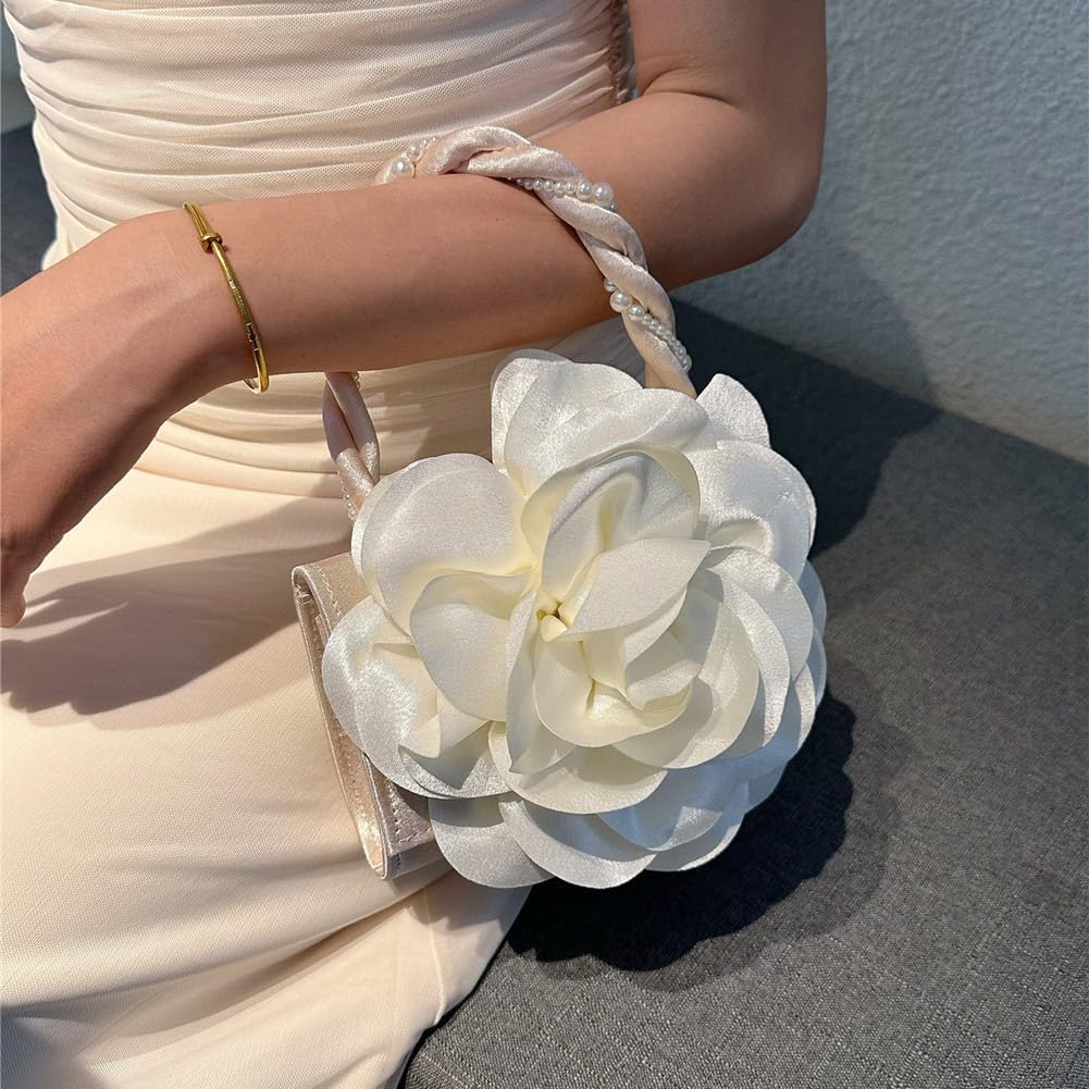 Mini Flower Evening Purse Floral Clutch Purses for Women PU Leather Evening Handbag with Chain Wedding Party Prom