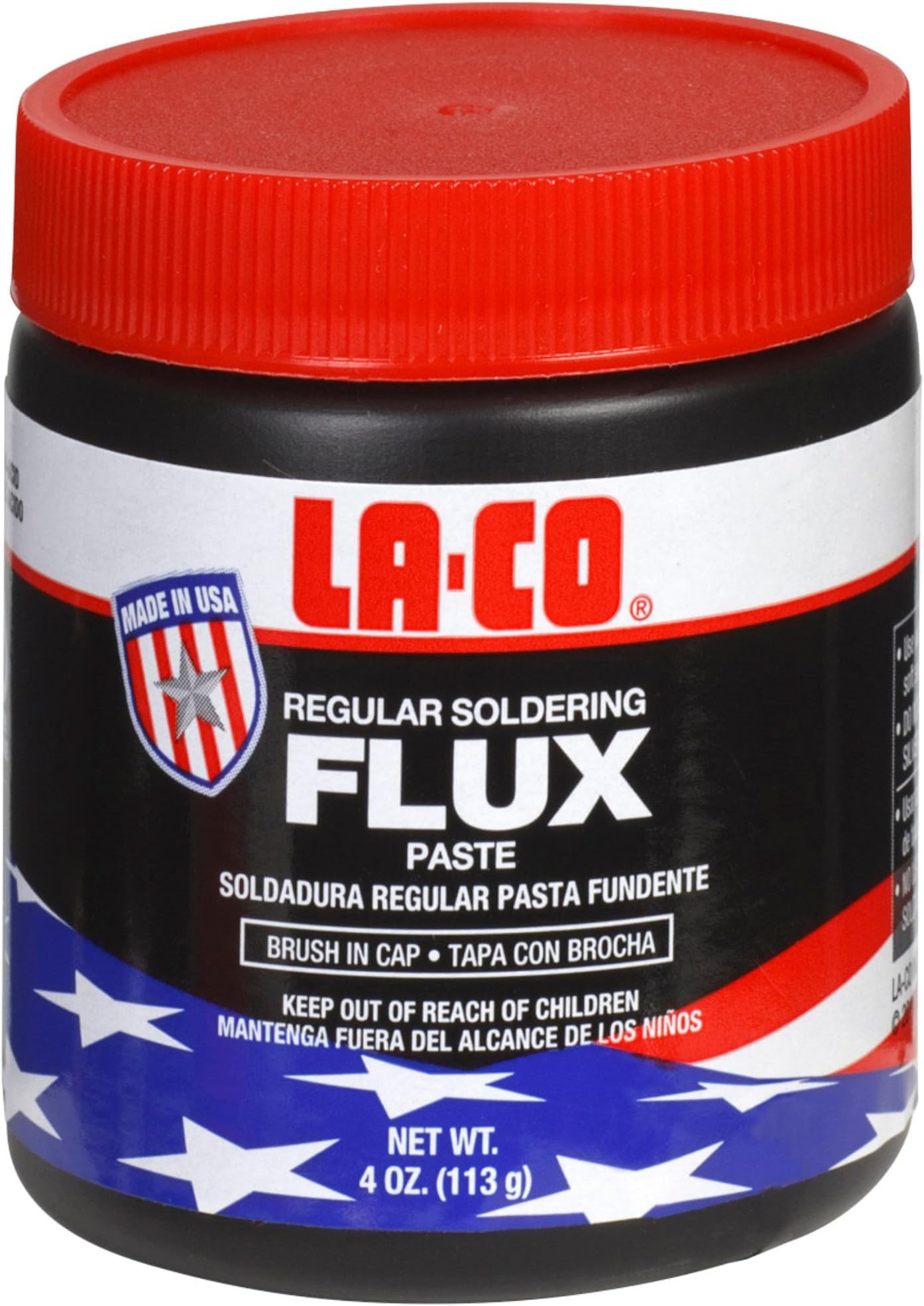 LA-CO 22194 -Water Soluble, All Weather Copper Flux Paste for Soldering, Brush in Cap, Developed for Plumbing, 4 oz, Made in USA