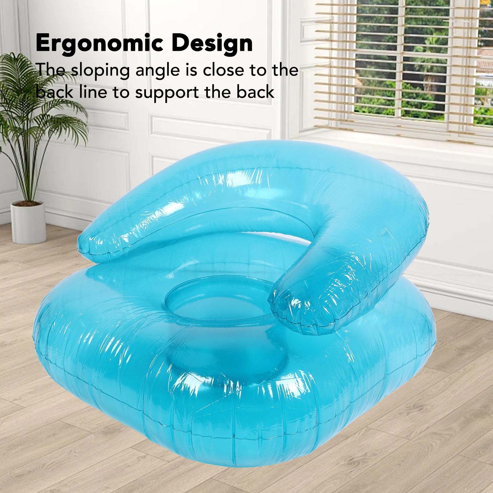 TOPINCN COUCHA Inflable para Adultos, Silla Inflable Transparente de PVC para Uso Interior Al Aire Libre, Silla de Natación de Natación de Natación de Tumbonas Azul